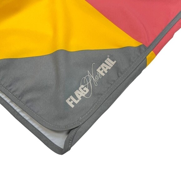 NWT Flag nor Fail Mens Board Shorts Colorblock Salmon/Gray/Golden Yellow Size 33 - Picture 6 of 13